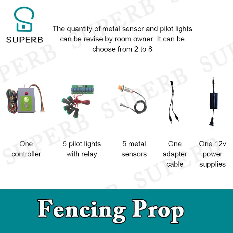 Superb escape room prop Fencing prop use the metal sword to hit the metal sensors within short time to unlock real life game