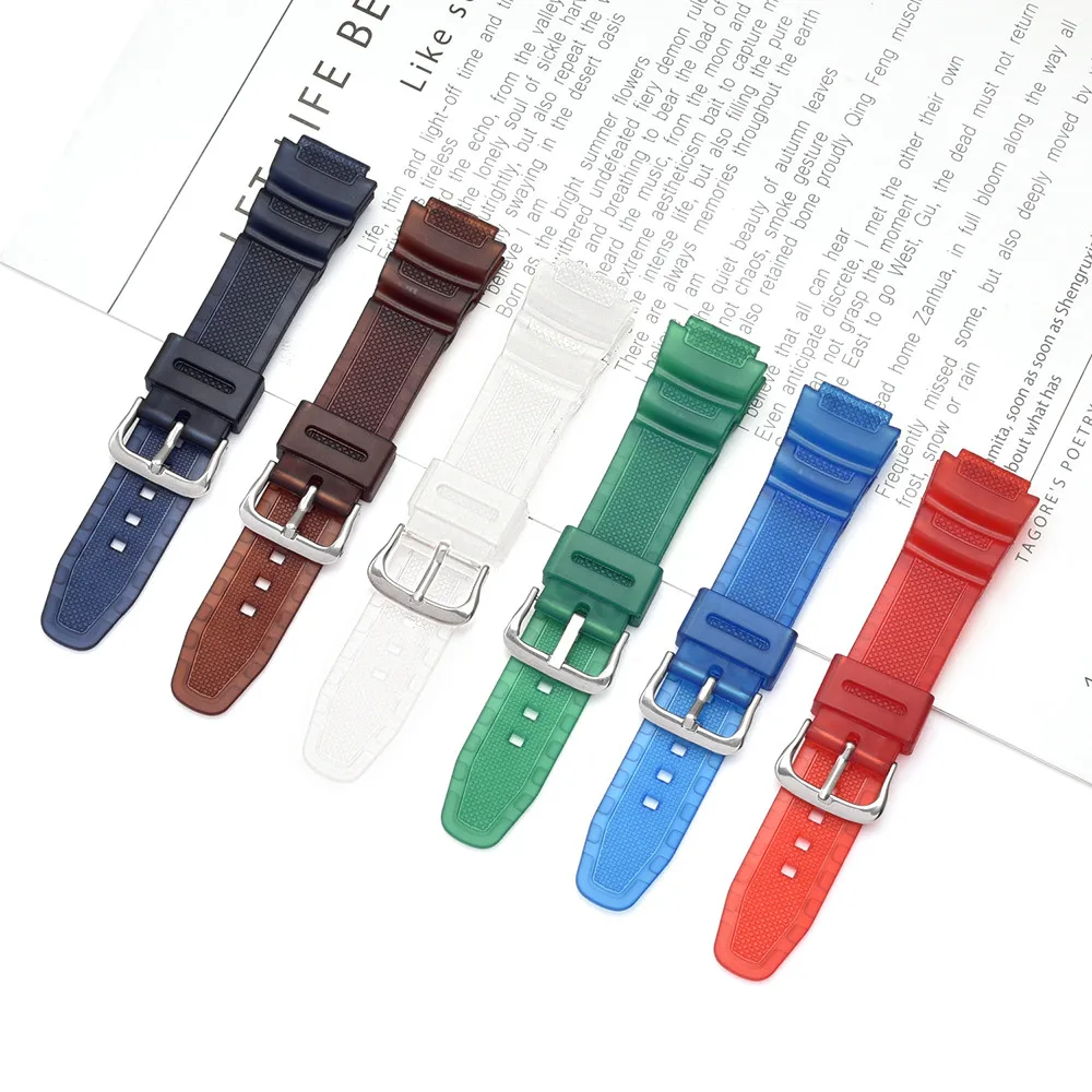 18mm Watch Strap for Casio AQ-S810W/S800W SGW-300H/400H AE-1000W/1200 W-S200H W-735H Men Women Colorful PU Wrist Band Bracelet