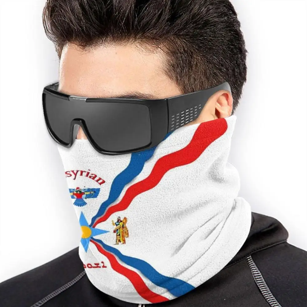 Assyrian Flag Cycling Motorcycle Headwear Washable Scarf Neck Warmer Mask Assyrian Assyria Babylon God Of Ashur Anunnaki Blue