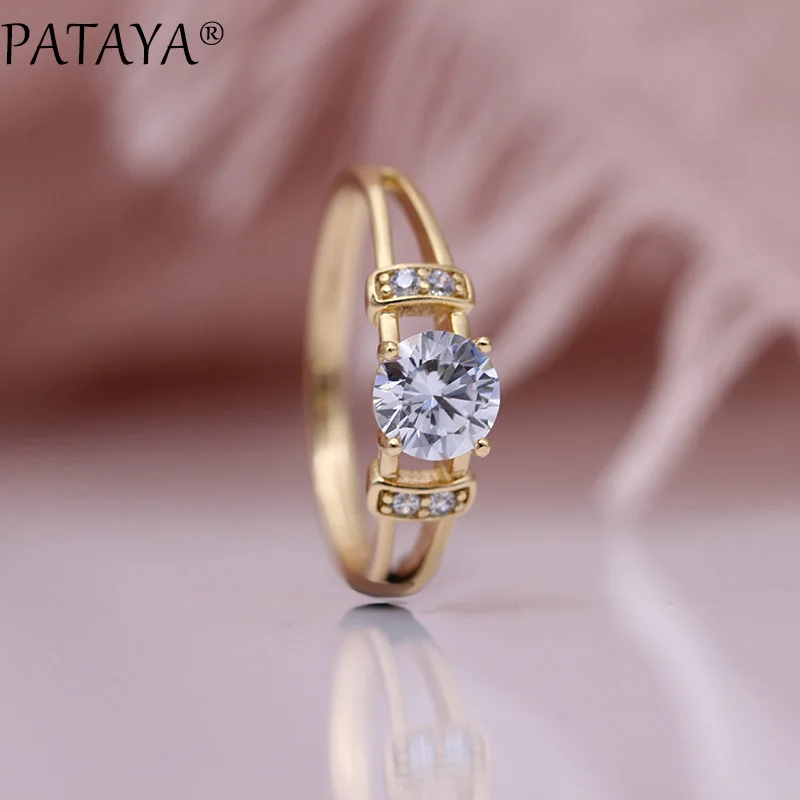 11.11 PATAYA New Special Price Jewelry Set 585 Rose Gold Color Women Fashion Jewelry Round Natural Zircon Earrings Rings Sets