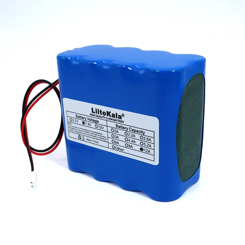 Liitokala 7.4V 18650 Lithium Battery Pack 2S4P 12ah  Fishing LED Light Bluetooth Speaker 8.4V Emergency DIY batteries with PCB