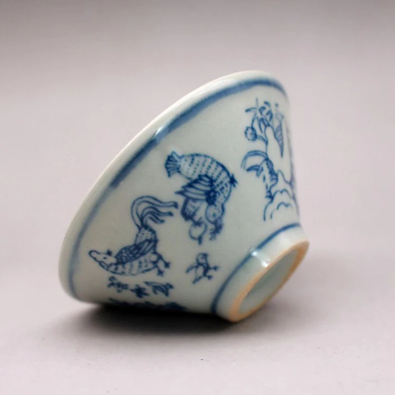 Antique Ceramics Old Goods Collectibles, Blue and White Hat Cup, Old Goods, Late Qing Dynasty, Civil Kiln, Old, NO.YZ152