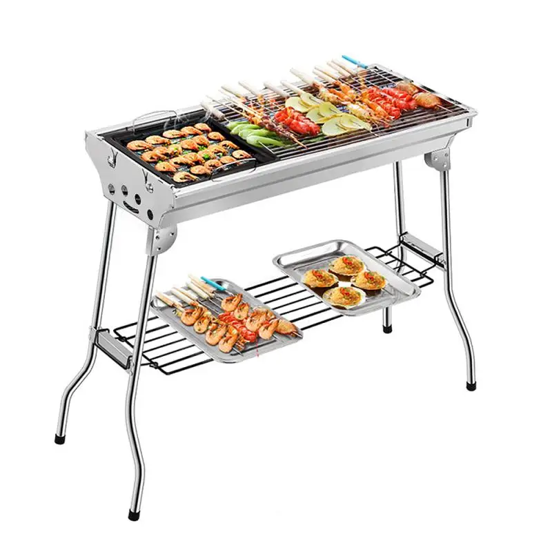 

1PCS Non-stick BBQ Grill Portable Stainless Steel Surface Folding Barbecue Grill Outdoor Camping Picnic Tool Barbecue Stove HWC