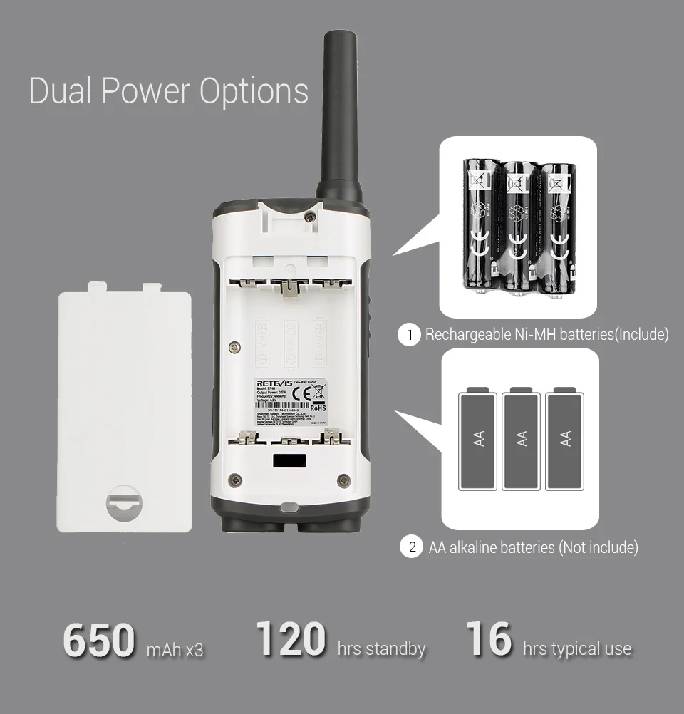 Retevis RT45P IP67 Wasserdichtes Walkie-Talkie 2 Stück Wiederaufladbares Zwei-Wege-Funkgerät PMR446 Lizenzfreies Typ-C für Camping und Wandern – Detail 22