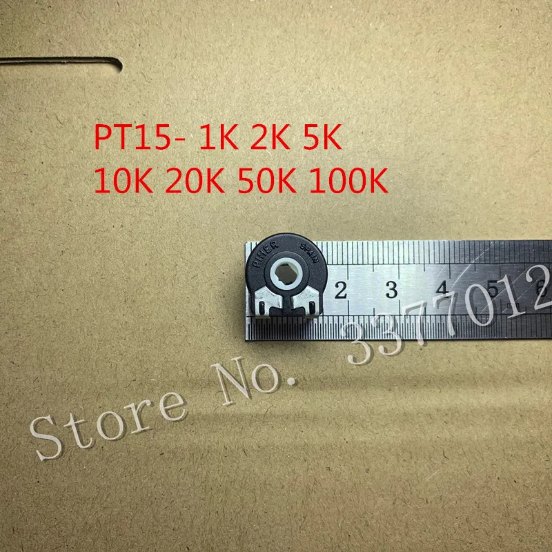 1pcs  PT15 series potentiometer vertical 1K 2K 5K 10K 20K 50K 100K oval hole horizontal adjustable resistance