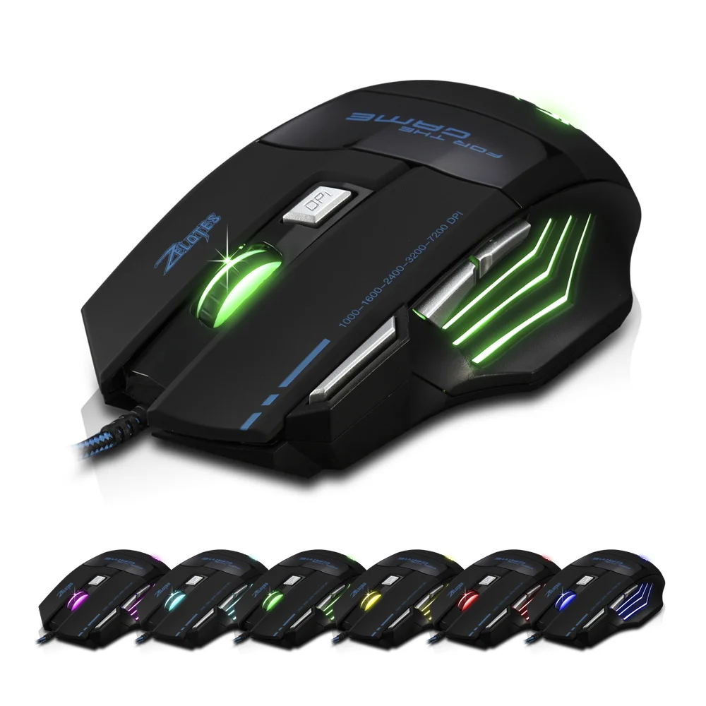 

ZELOTES 7200 DPI USB Wired Gaming Mouse Adjustable USB Computer Mouse 7 Button Ergonomic Mice For Laptop PC Mouse T10 T60 T80