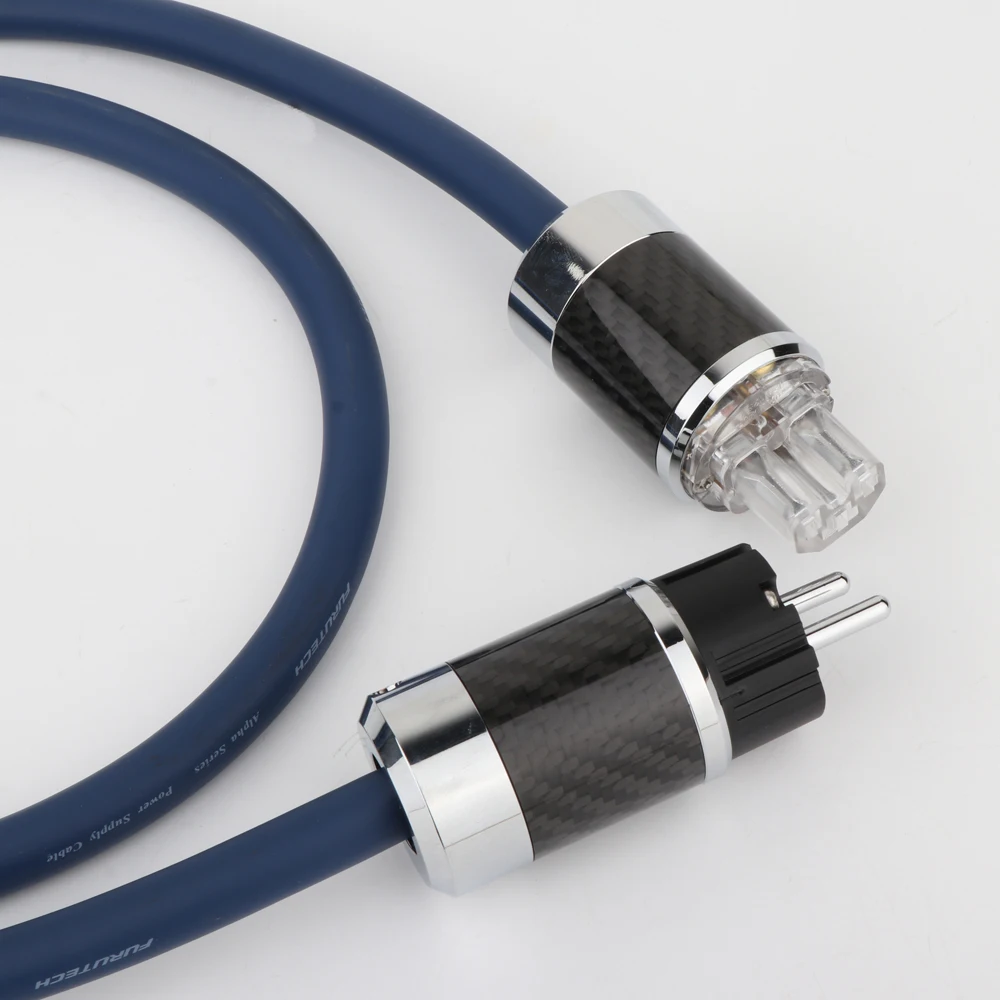 

HiFi Schuko Furutech Nanoflux-18 OCC Rhodium Carbon Fiber Fever EU/US AC Power Cable WCF4 Carbon Fiber EU Connectors Plug