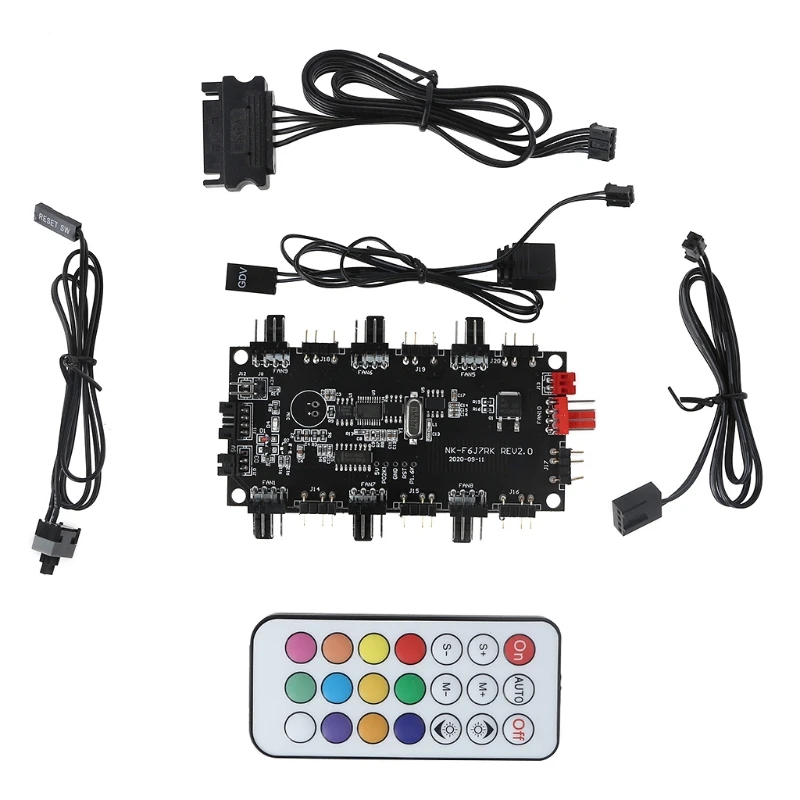 2-In-1 Pwm & Argb Controller Hub 8 Poorten 12V 4Pin Fan & 5V 3Pin draadloze Ir Rgb Remote Adapter
