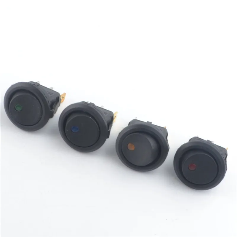 4Pcs  Car 12V / 220V 3 Pin 4 color each  cat\'s eye Round Rocker Dot Boat LED Light Toggle Switch SPST