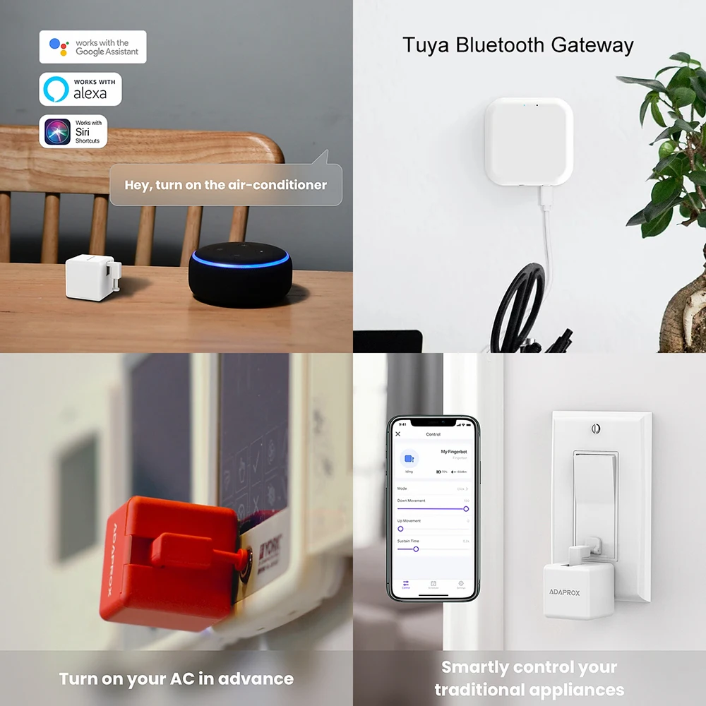 Tuya Smart Bluetooth Fingerbot Switch Button Pusher remote control Smart Life App Voice Control via Alexa, Google Assistant