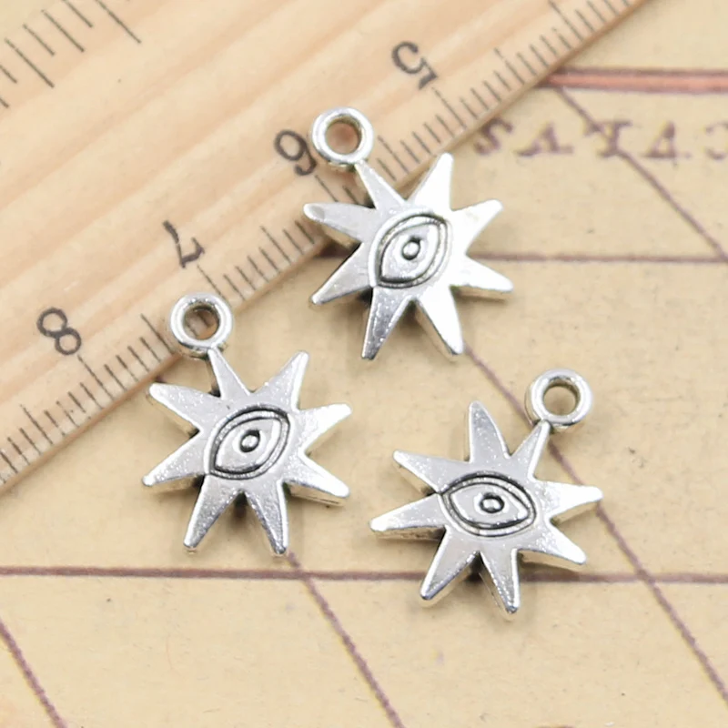 20pcs Charms Eye Sun Sunburst 19x15mm Tibetan Silver Color Pendants Antique Jewelry Making DIY Handmade Craft