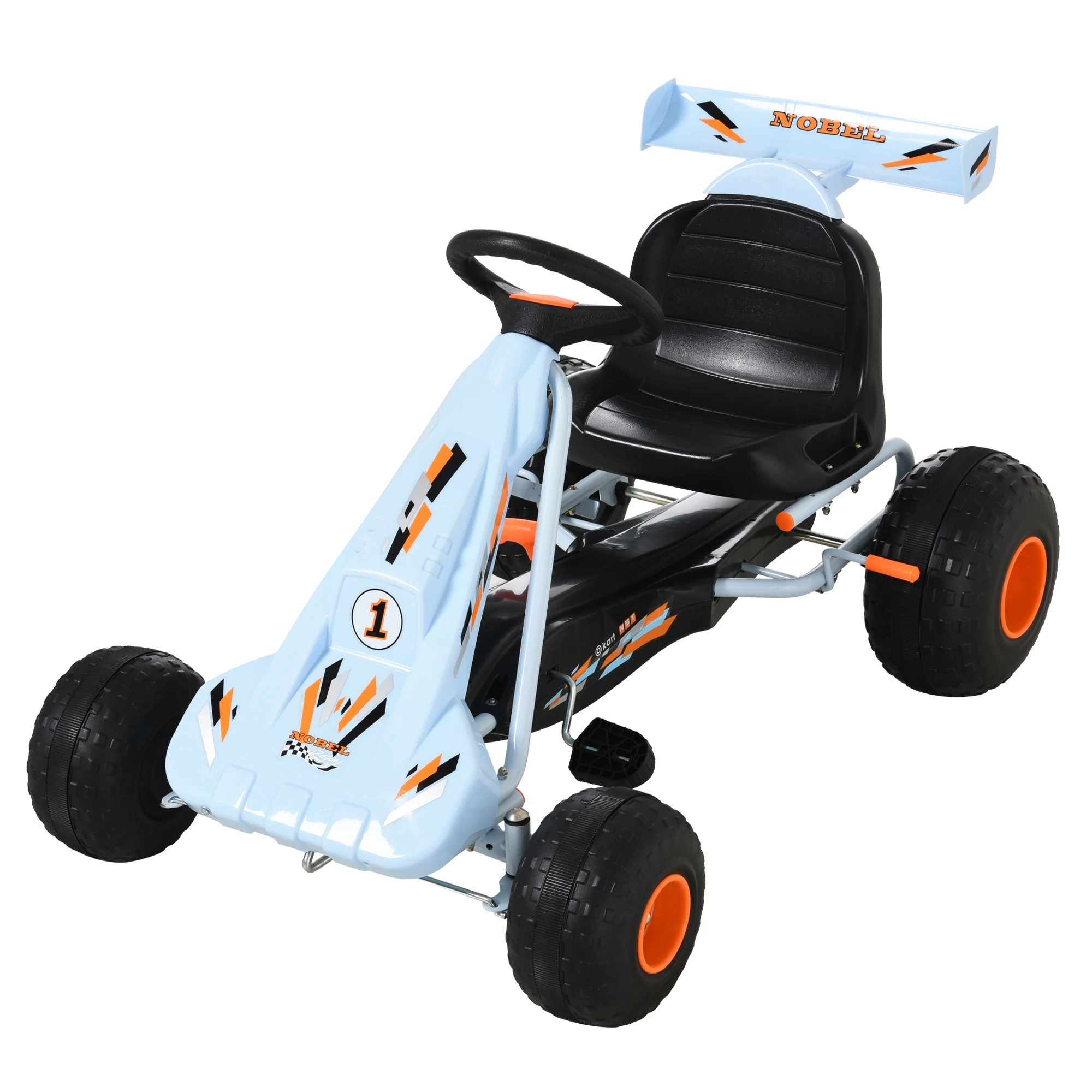 HOMCOM Go-Kart to pedals for children + 3 years old pedal car with brake adjustable seat load Max. 35 kg 97x66x59cm blue