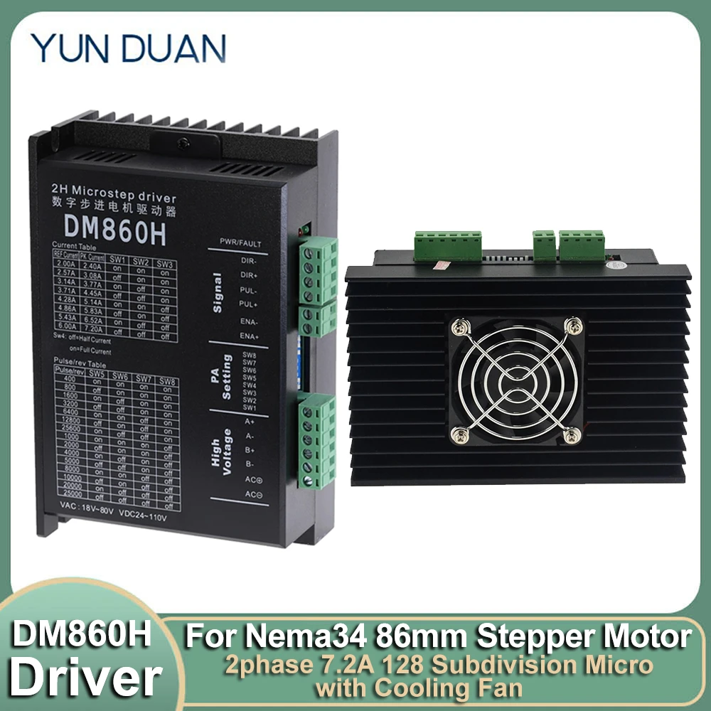 DC AC Digital Motor Driver Controller 2phase with Cooling Fan 128 Subdivision Micro Step Drive  for NEMA34 86mm Stepper Motor