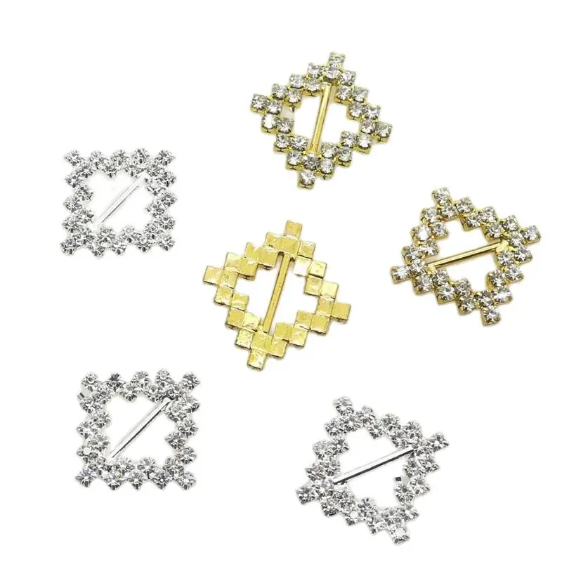 10 pieces / batch 20 mm Square Buckle Rhinestone Hook Jewelry Wedding Decoration Buckle DIY Ladies Belt Decoration Accessories