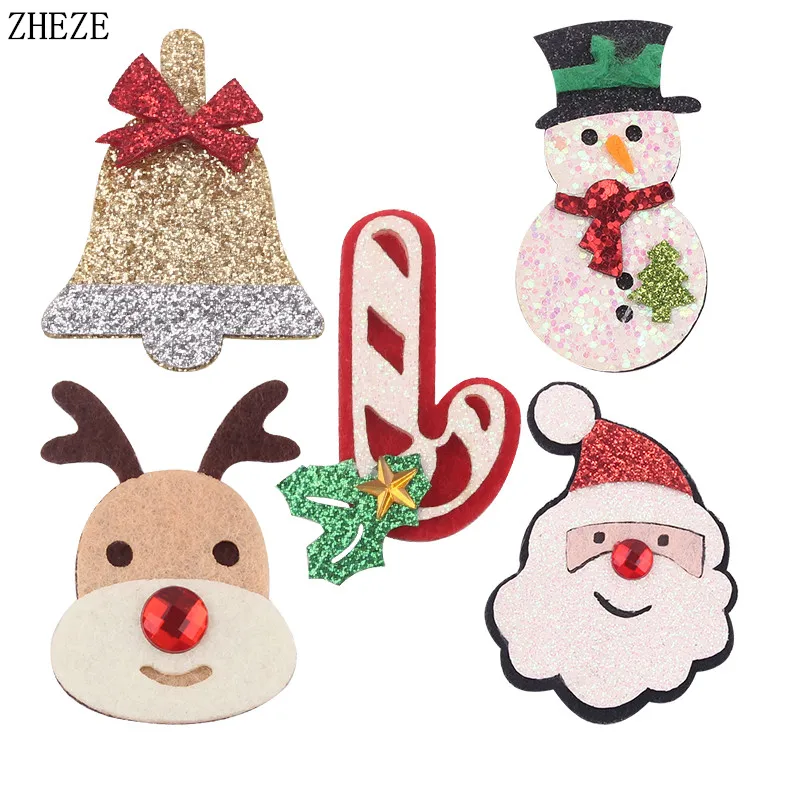 18Pcs/Lot Christmas Snowman Deer Tree Candy Pattern DIY Hair Accessories For Girls Party Decoration New Year Pads Mujer