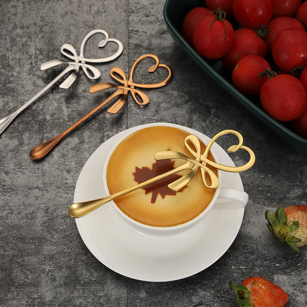 

Bowknot Mini Mixing Stirring Drinking Valentine's Day Gift Tableware Coffee Spoon Teaspoons Flatware