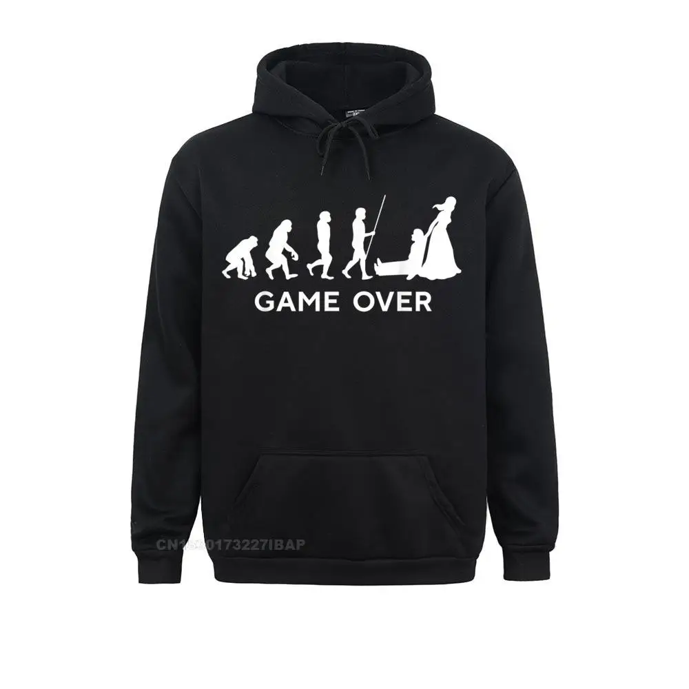 

Game Over Wedding Groom Bachelor Funny Evolution Hoodies for Men Customized Sweatshirts Casual Fashion Hoods Long Sleeve