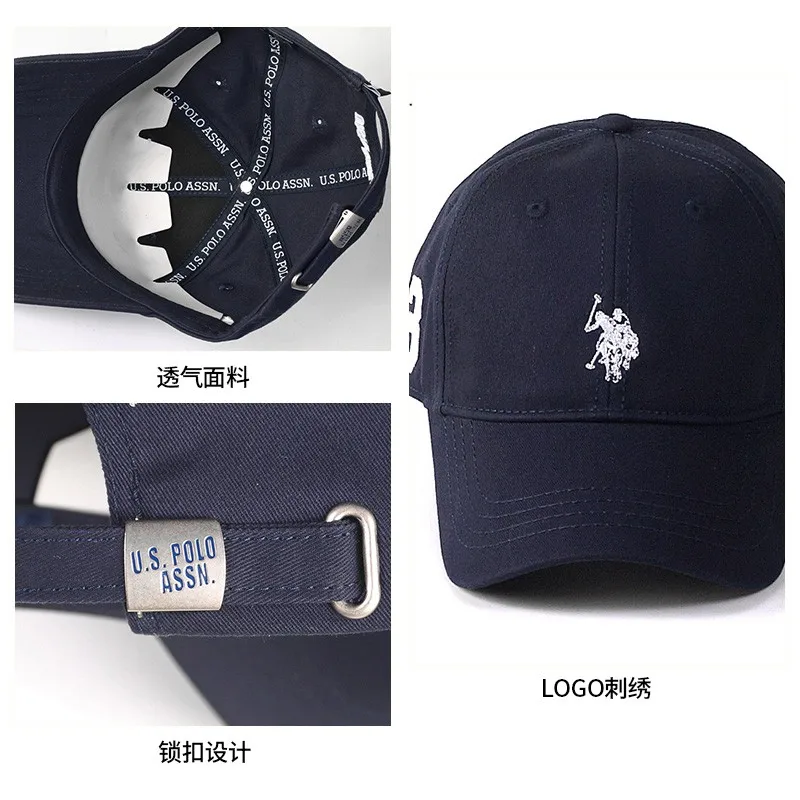 U.s. Polo Assn.2024 New Couple Baseball Caps Fashion Four-Colors  Embroidered Logo Pure Cotton Adjustable Hats For Men And Women