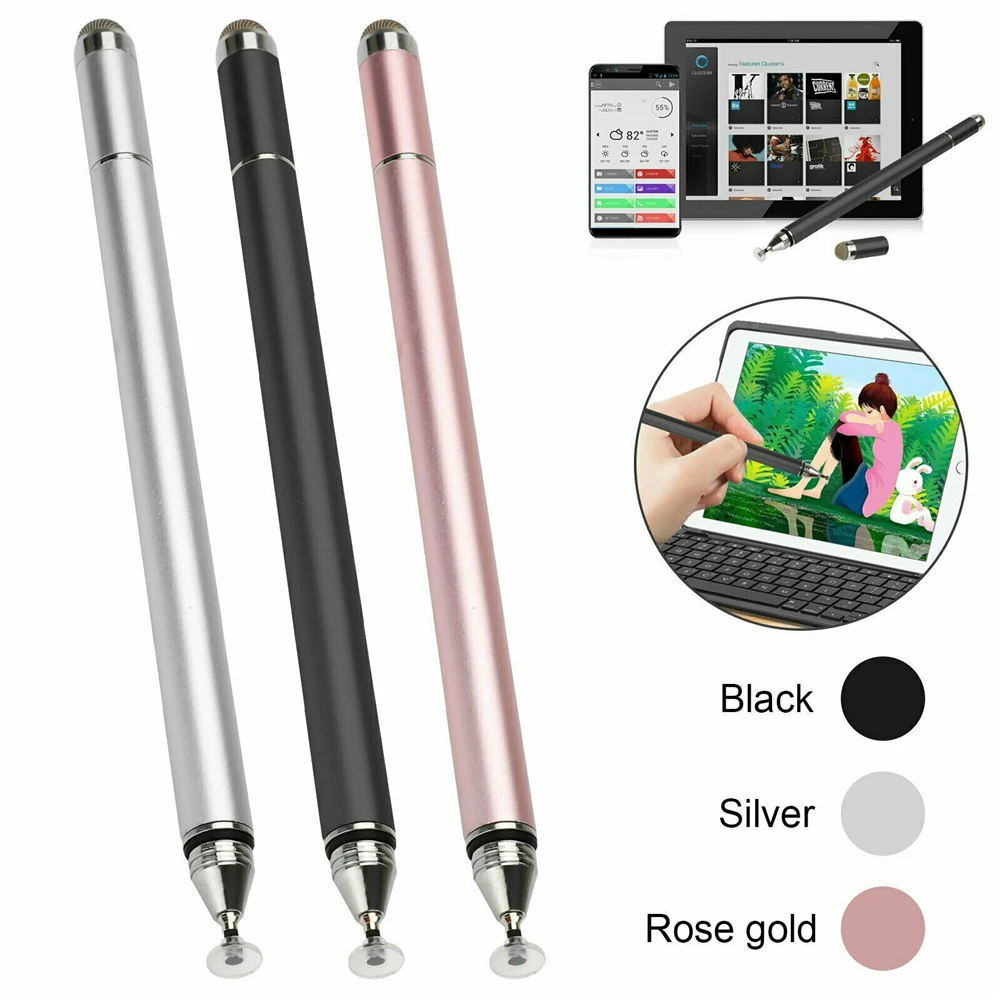 Universelle Kapazitiven Touchscreen Stift Disc Stylus Zeichnung Für iPad Tab Telefon Faser Spitze Aktive Smart Bleistift Weiß Rosa Großhandel