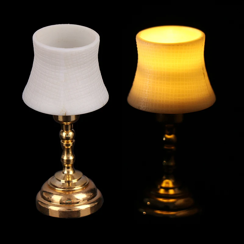 Lampe Led Miniature pour maison de poupée 1:12, couvercle blanc, lampe de bureau, décor de maison de poupée, accessoires