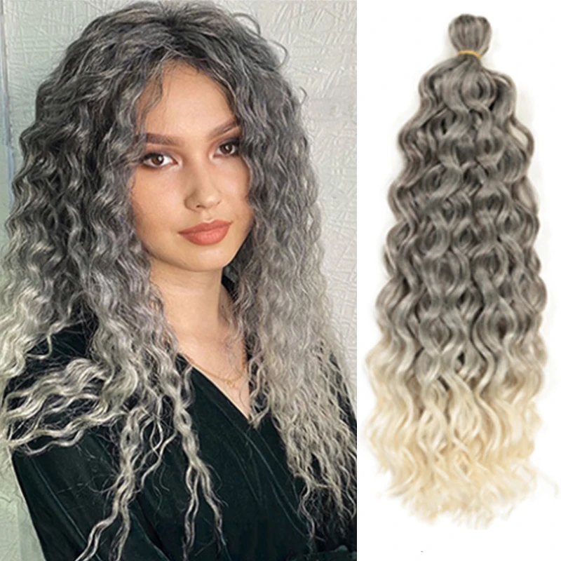 Synthetic Deep Wave Twist Crochet Hair Natural Afro Curls Crochet Braids Ombre Braiding Hair Extensions For Women LowTempreture