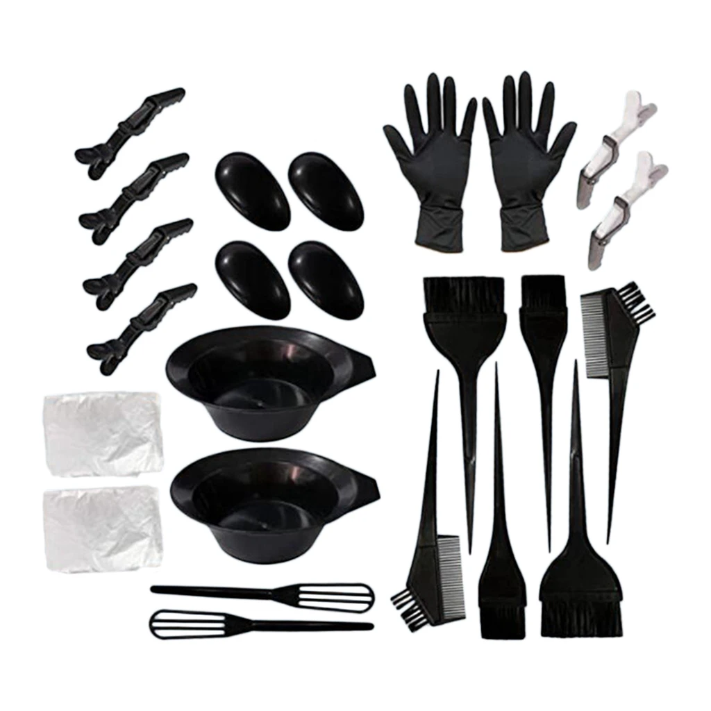 24/set Hair Coloring Mixing Bowl Salon Hair Brush Comb Earcap Hair Clips Dyeing Cape Barber Kit Hair Tint Tool Hair Dye Kit