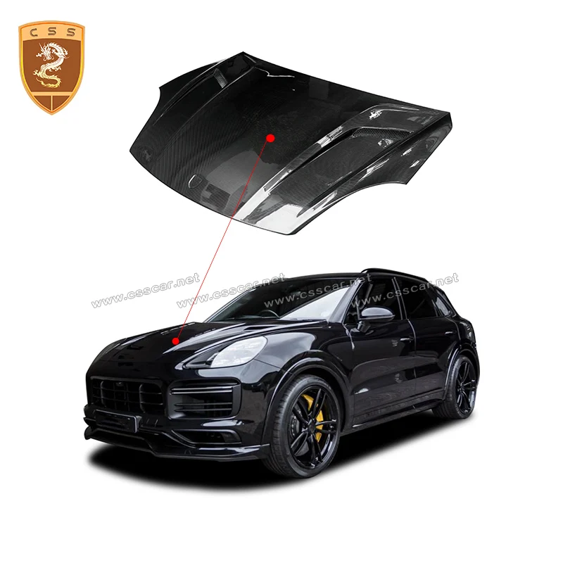 

Fit For Porsche New Cayenne 9Y0 Real Carbon Fiber Hood Engine Bonnet Teh Style