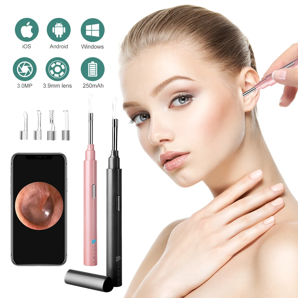 Smart Visual Ear Sticks Endoscope 200W High Precision Earpick Mini Camera Otoscope Health Care Wifi Ear Cleaner