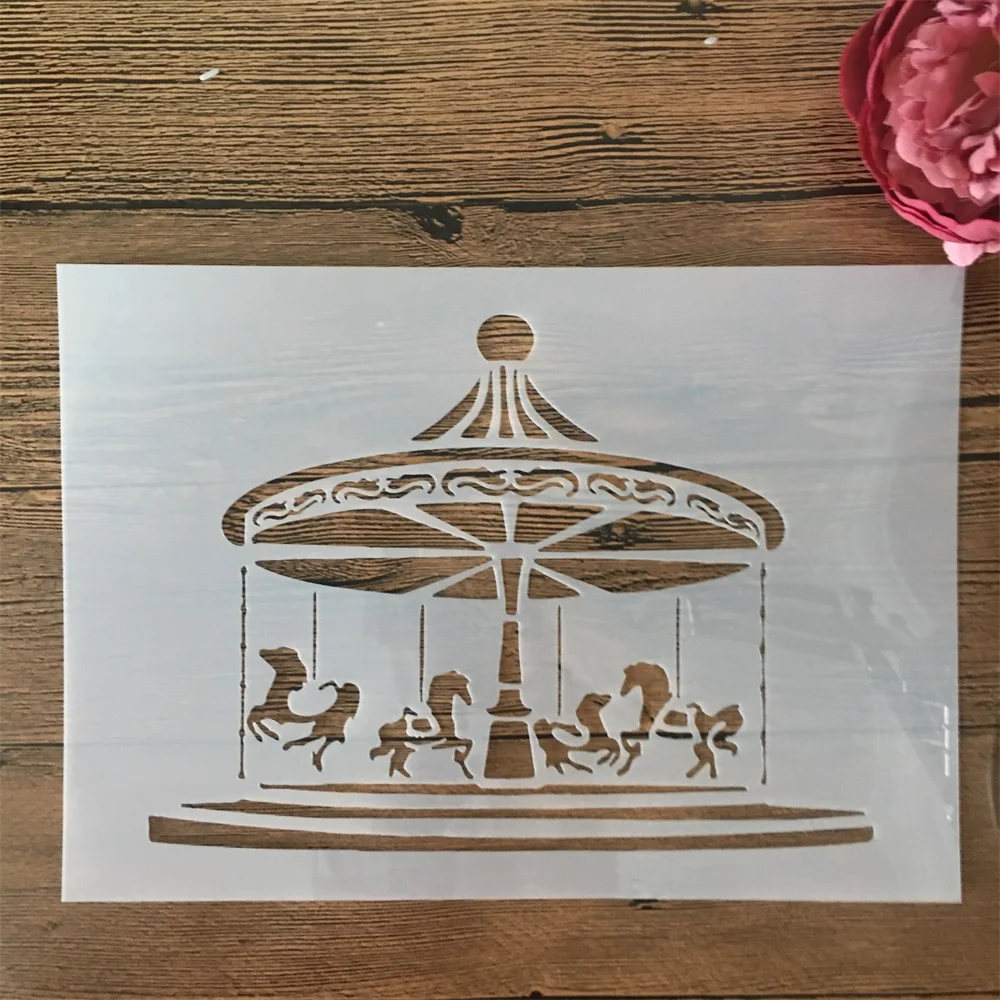 

A4 29cm Playground Merry-go-round DIY Layering Stencils Wall Painting Scrapbook Coloring Embossing Album Decorative Template