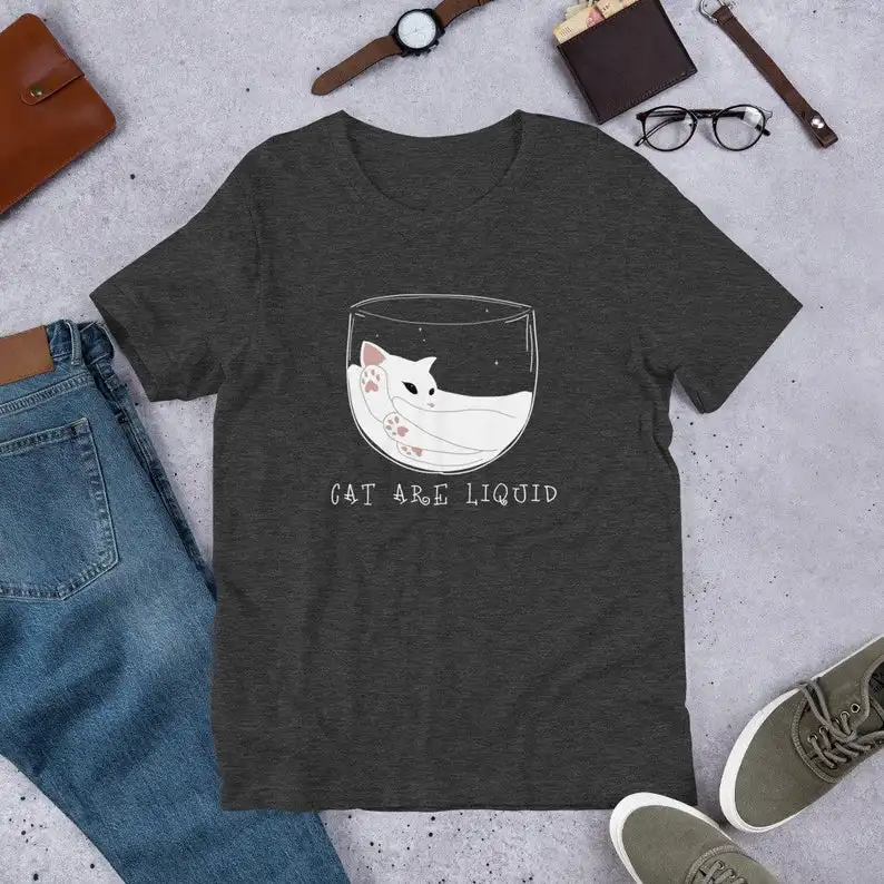 Os gatos são presentes líquidos do gato da camiseta para os amantes, ideia engraçada, as pessoas do gato roupas o pescoço gráfico mama camiseta manga curta algodão