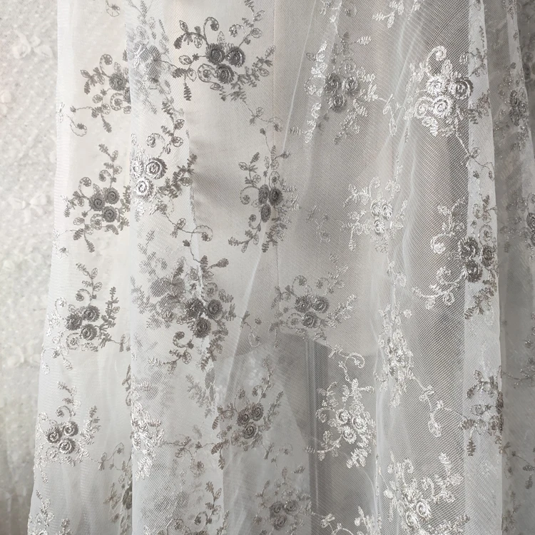 Mesh embroidery small floral tulle net lace fabric DIY wedding dress skirt clothing tablecloth background curtain accessories