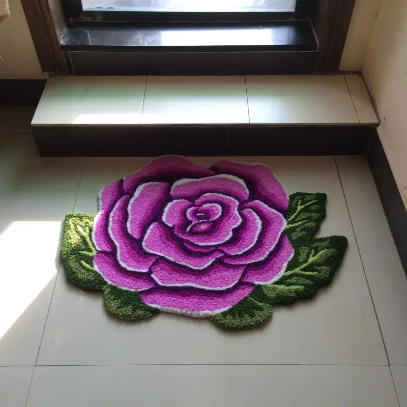 Luxurious 3D Handmade Rose Home Decor Carpets for living room bedroom Big Area Rugs Lover Romantic Pink/Red/Blue Roses Mat