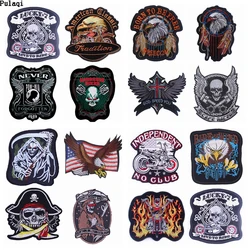 Pulaqi DIY Punk Skull Patch Biker Rock Cheap Embroidered Motorcycle Band Patches For clothing Stranger Thing Letter Patch Badges