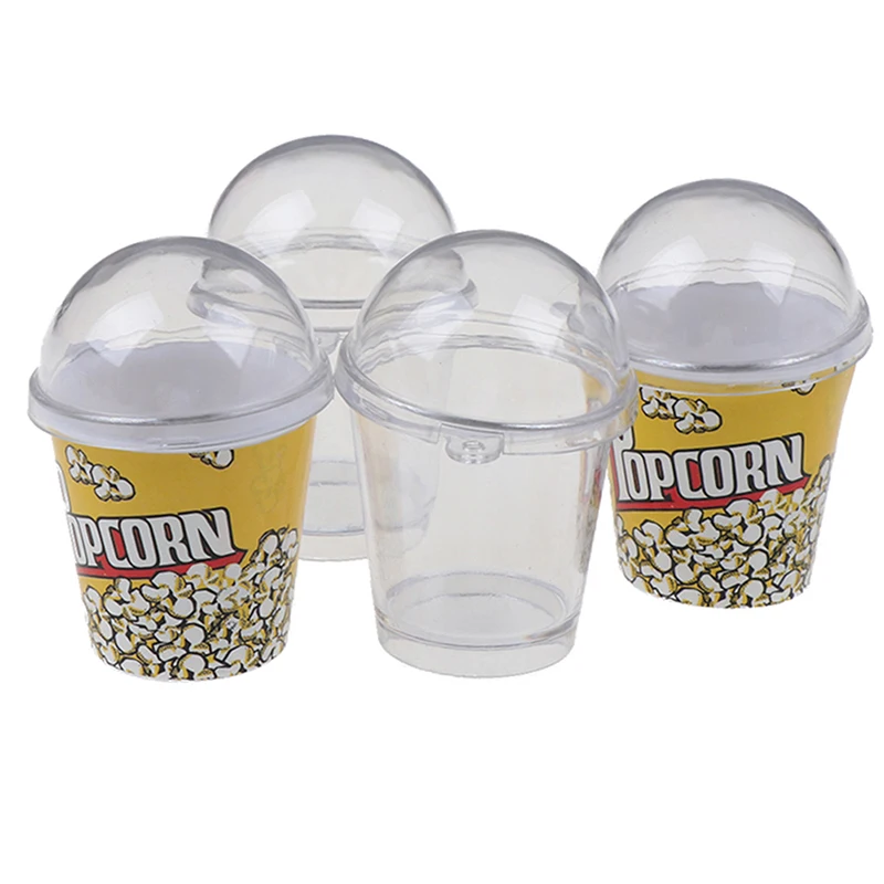 

10pcs Mini Cup with Dome Lid DollHouse Popcorn Ice Cream Jewelry Accessory DIY Charms Plastic Cups Miniature