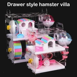 Drawer Type Acrylic Hamster Cage Small Pet House Transparent Oversized Villa Guinea Pig Basic Cage Toy Nest With The Pipe
