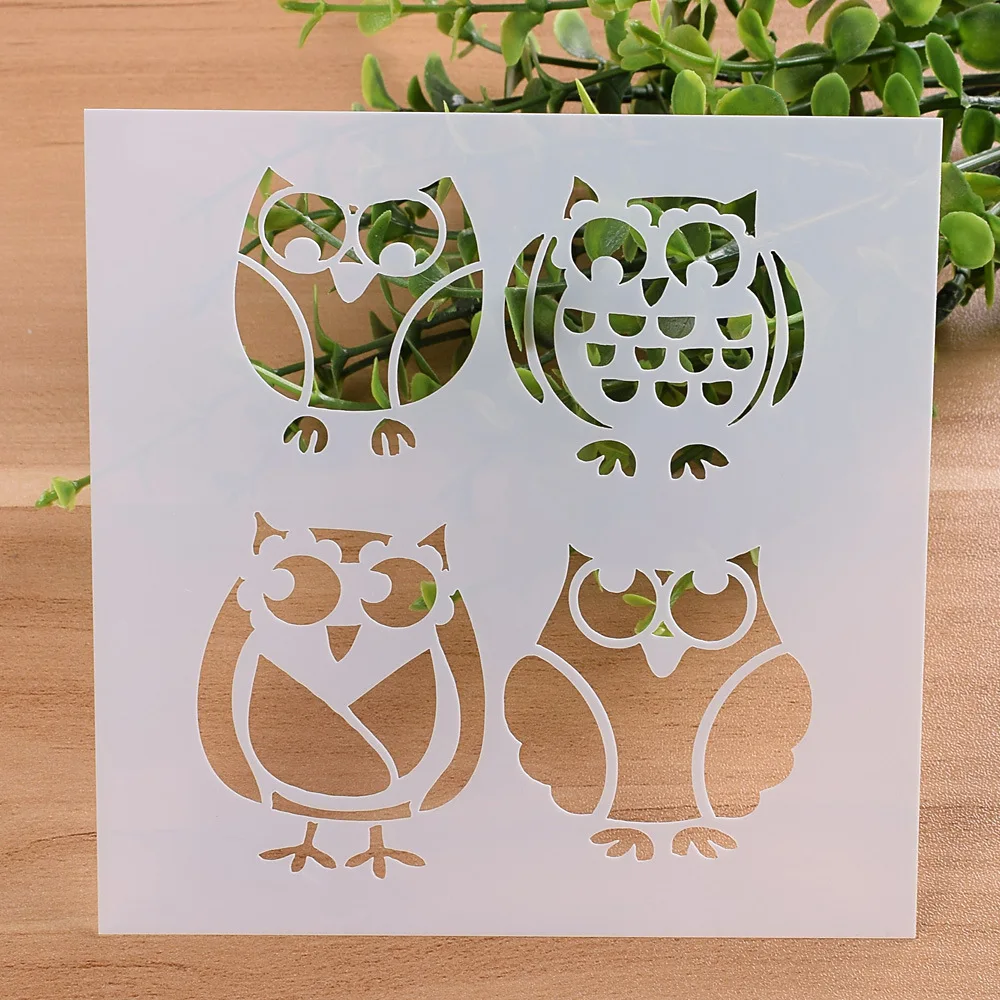 New 9Pcs/set 13cm Animals Owl DIY Craft Layering Stencils Painting Scrapbooking Stamp Embossing Album Decorative Card Template