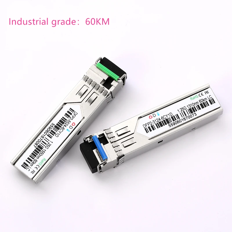 Grado Industrial de fibra óptica LC SFP, 40 ~ + 80 Celsius, 1,25g2 0/40/60/80/100KM, 1310/1490/1550nm, compatible con Mikrotik cisco