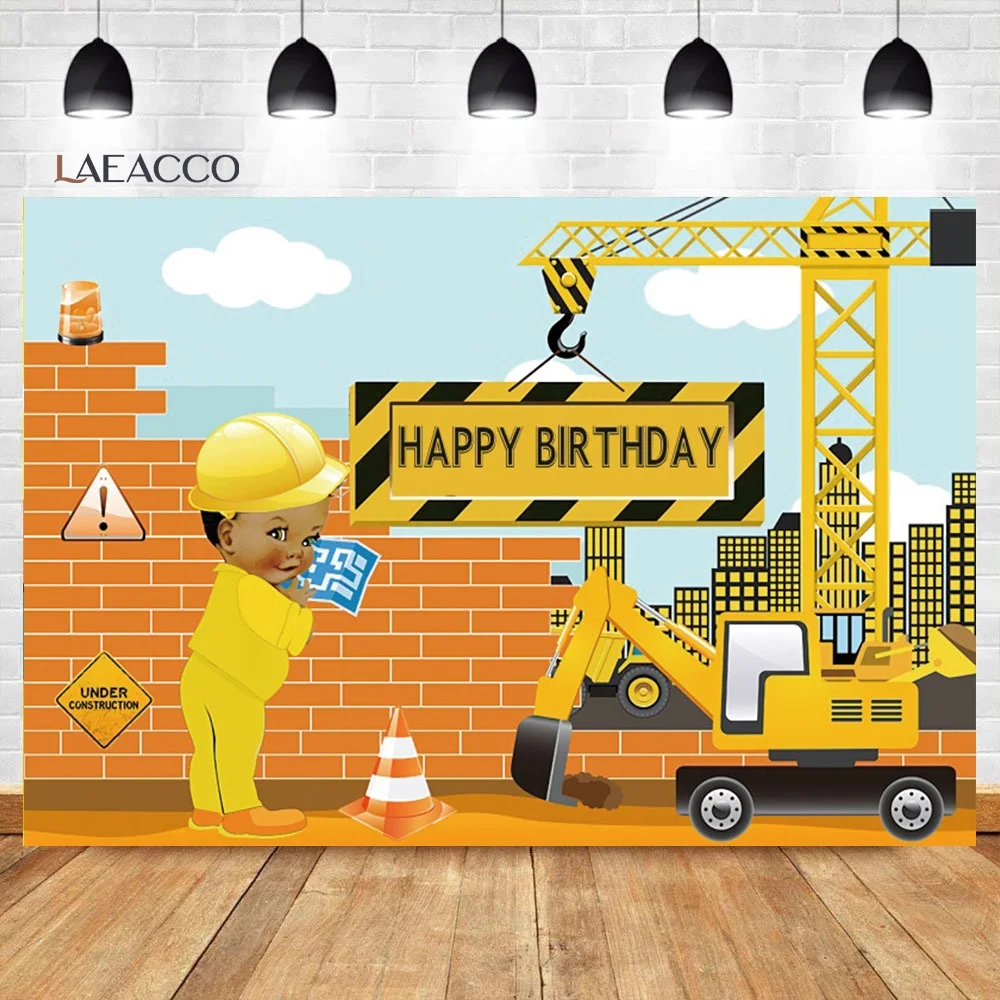 Laeacco Tắm Cho Bé Chúc Mừng Sinh Nhật Giao Thông Xe Hơi Cloud Bóng Xe Tải Xe Lửa Tùy Chỉnh Hình Nền Ảnh Phông Nền Chụp Ảnh Phòng Thu