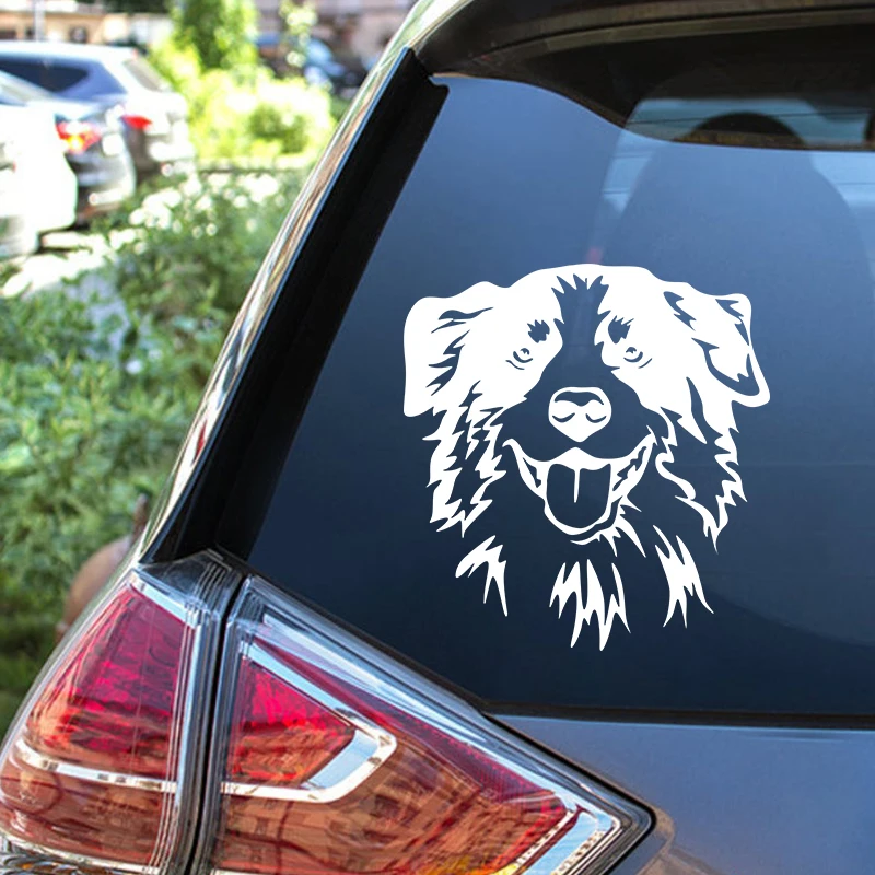 Australian Shepherd portrait Vinyl Sticker Car Window Door Decor Cute Dog Head Logo Design For Apple MacBook Pro/Air Decoration