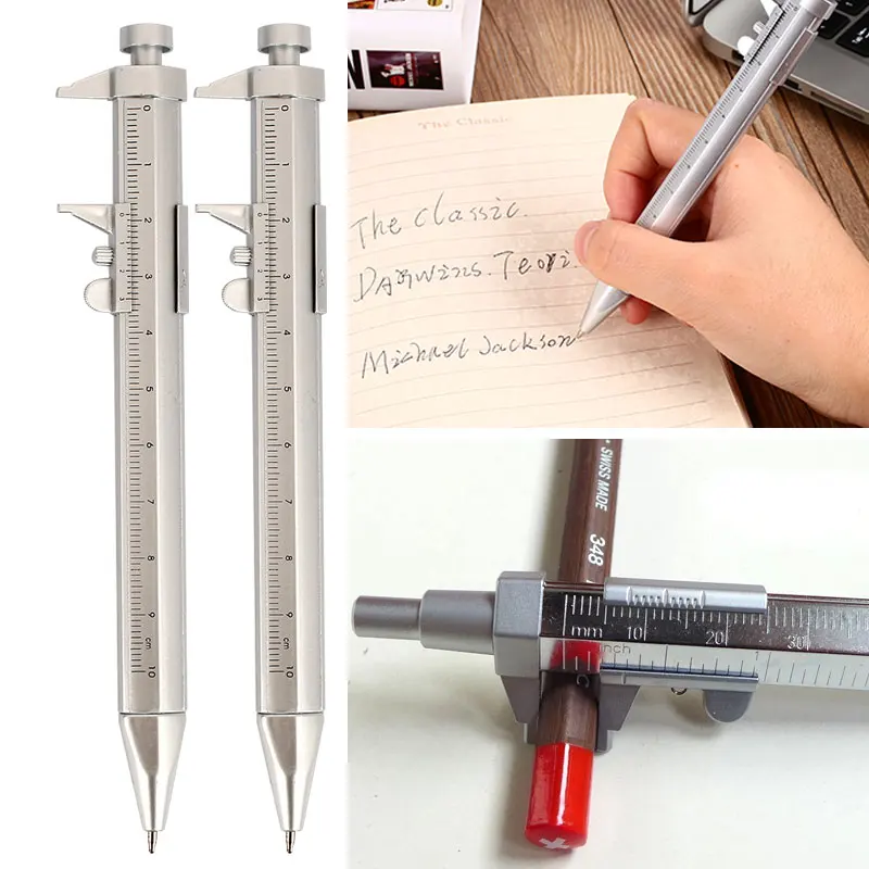 Multifunções 0,5mm Gel Ink Pen Vernier Caliper Roller Ball Pen Papelaria Ball-Point 2 Cores para Estudantes