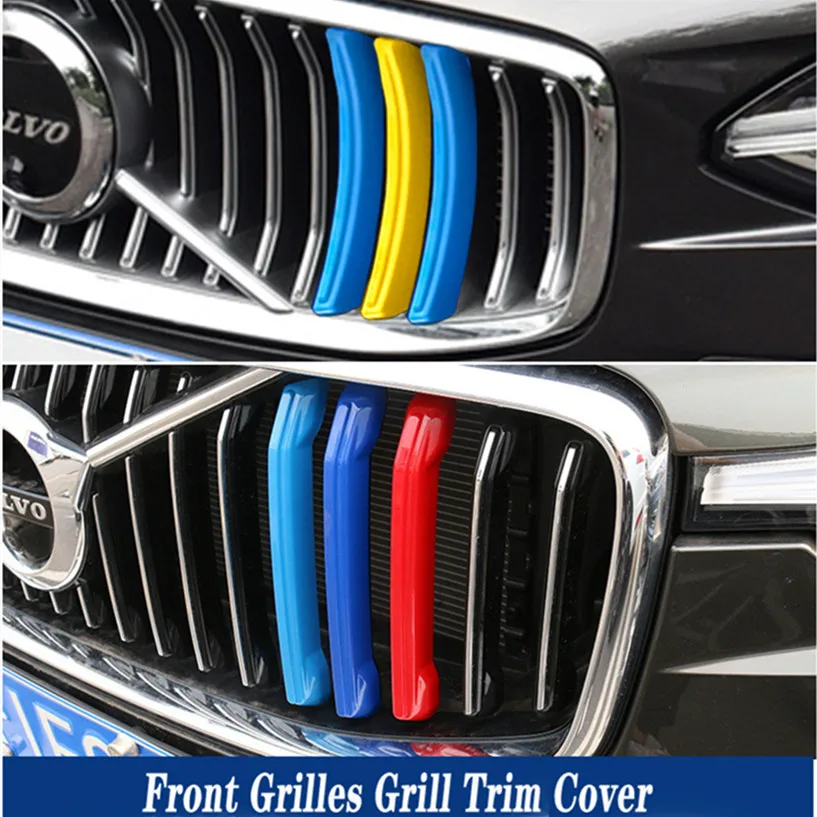 

3 pcs Auto Car M 3 Sweden Colors Front Grill Covers For VOLVO S60L S90L XC40 XC60 XC90 XC70 V90 CC S90 S60 S40 V60 Accessories