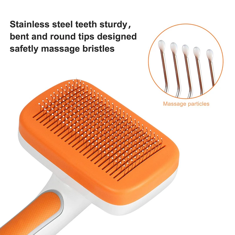 Benepaw Self-cleaning Dog Brush Massages Particle Anti-slip Handle Grooming Pet Comb Remove Undercoat Shedding Mats Tangled Hair