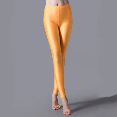 Women Shiny Pant Leggings Hot Selling Leggings Solid Color Fluorescent Spandex Elasticity Casual Trousers Shinny Legging