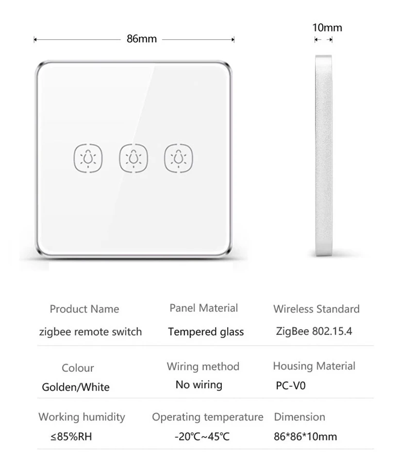 Yagusmart Smart Life Tuya Zigbee Switch 123 Gangs APP Remote Control Zigbee Wireless Scene Switch White