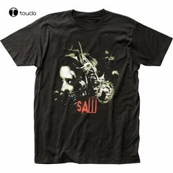 Camiseta de algodón con estampado de película de terror para hombre y mujer, camisa Unisex con diseño de sierra de terror, trampa para la cabeza, S-5Xl