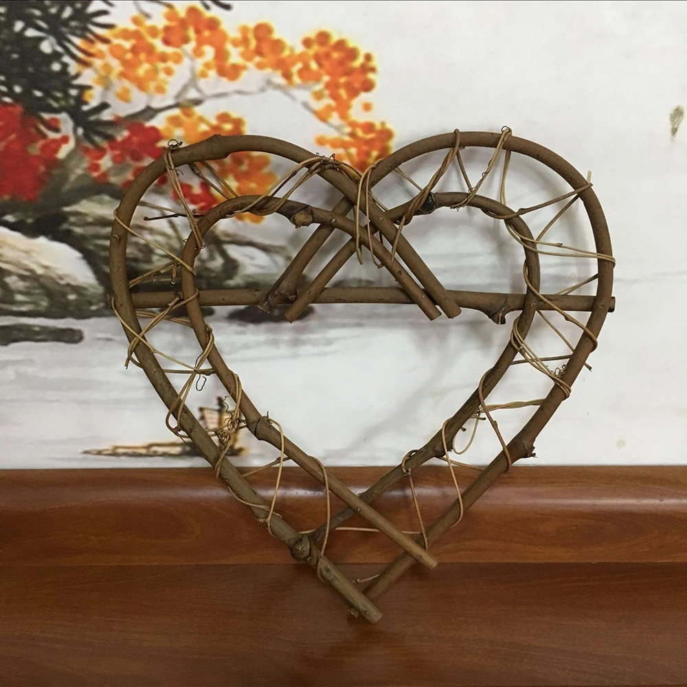 

Dried Rattan Heart Frame Wedding Wreath Christmas Decoration For Home DIY Handmade Door Hanging Decor