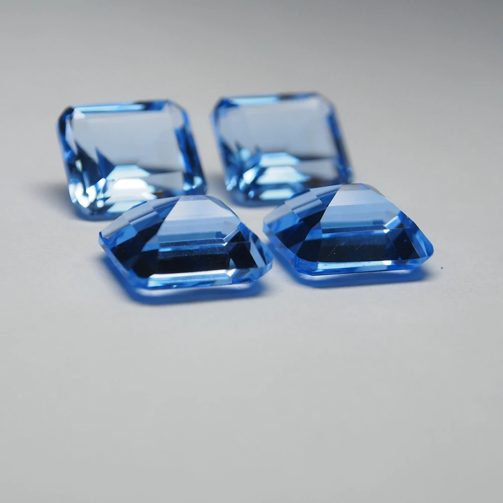 Pierres précieuses en cristal d'aigue-marine à Quartz hydrothermique pour la fabrication de bijoux, 5 pièces, 12x14mm