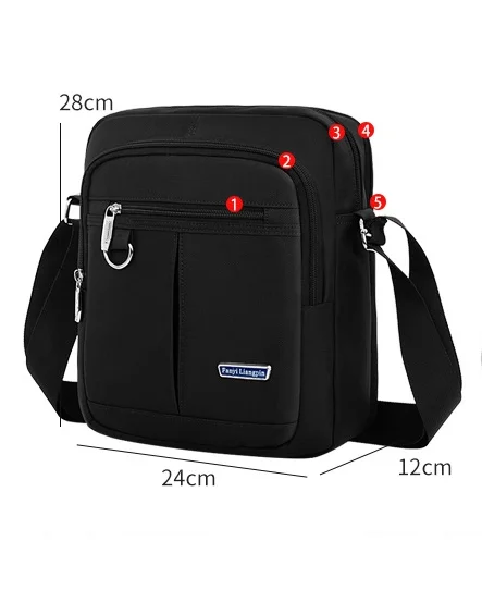 Saco de mensageiro impermeável de náilon dos homens multifuncional casual viagem de negócios bolsa de ombro crossbody