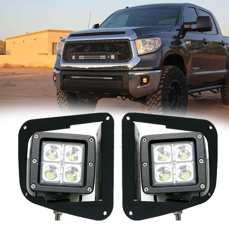 

For Toyota 2014-2019 Tundra 18W 3" LED Cube Fog Lights Pod with Front Hidden Bumper Foglight Mounting Bracket Car Accessories