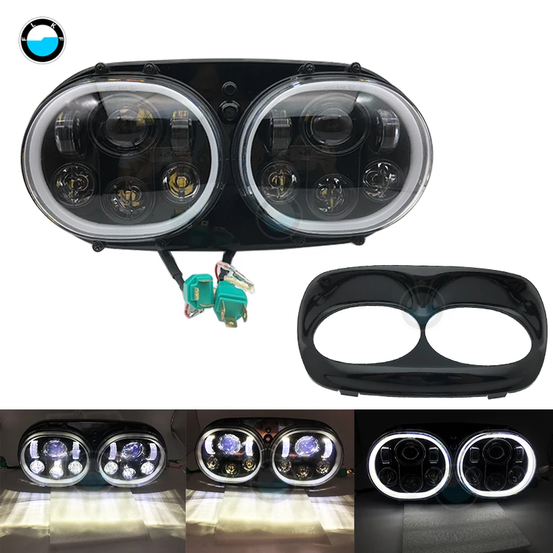 

5.75'' Dual Motorcycle led headlight Accessories High/Low halo ring angel eyes for motorcycle Road Glide 2004~2013.